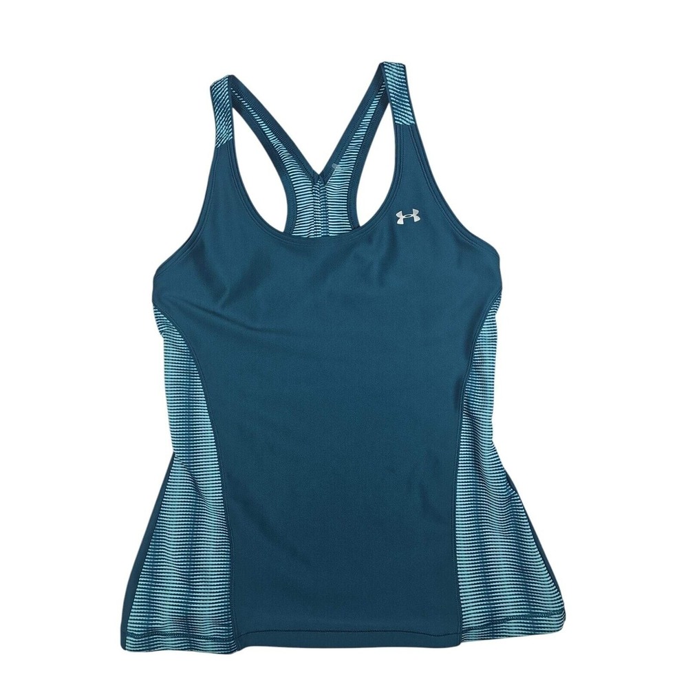 Under Armour Q1 Fitted‎ Tank Top Racerback HeatGear Athletic Cutout Teal XS Nwot
